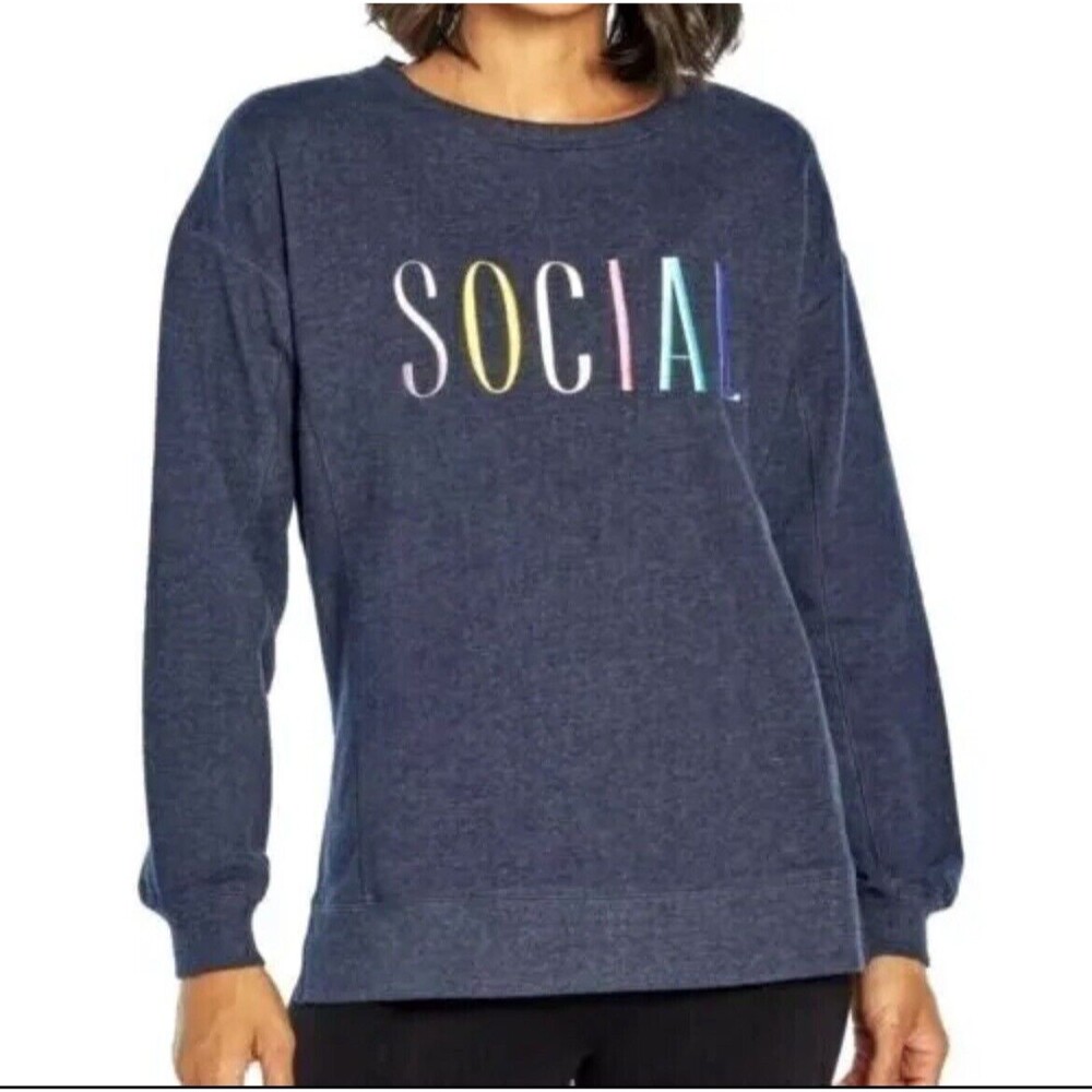 Wild Fox XS Social Sweatshirt Round Neck Long Sleeve Cozy Soft Great Gift NWOT